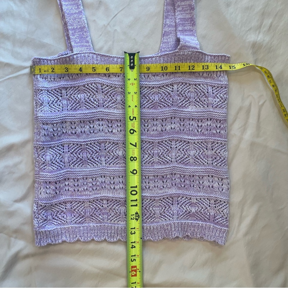 Juniors SO® Pointelle Crochet Tank Top Lavender Size Medium - Picture 6 of 6